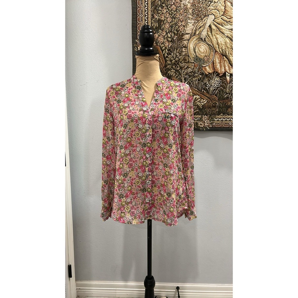 Kut From The Kloth Women's‎ Semi Sheer Long Sleeve Floral Jasmine Blouse Size M